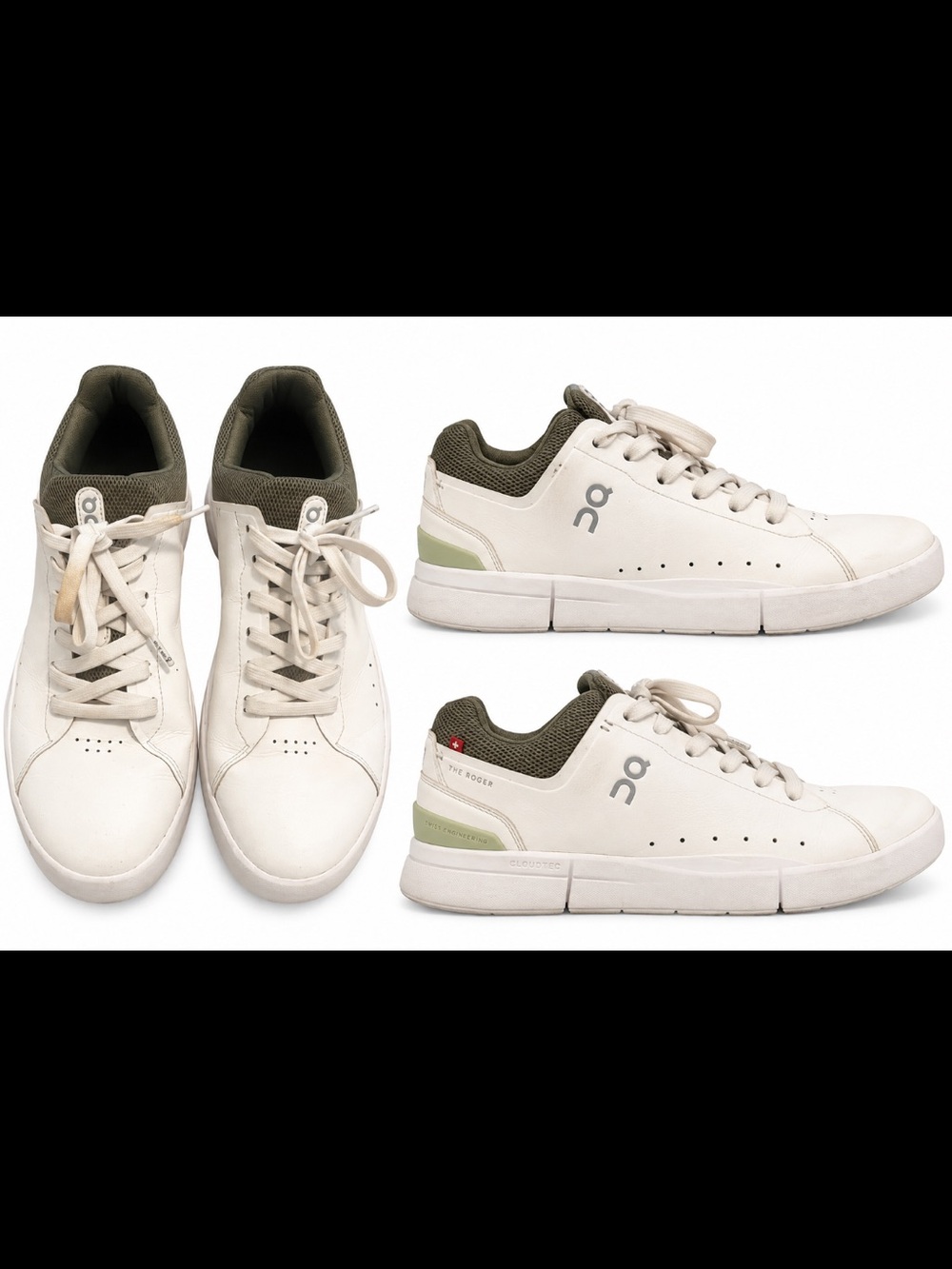 On The Roger Advantage Men’s Size 11 White Olive CloudTec Sneakers